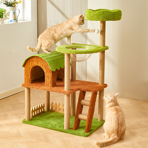 Árbol para gatos Jungle Park, estructura de escalada para gatos de 4 niveles, tela resistente, con poste rascador y cama para gatos de interior. - Product Image 3