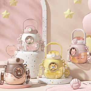 ถ้วยน้ำพลาสติกสำหรับเด็กถ้วยท้องใบใหญ่ลายการ์ตูนงารูปสัตว์ขวดพกพาแบบป๊อปอัพคลิกเดียว - Product Image 6