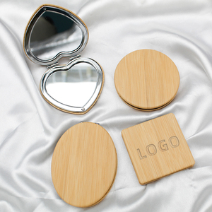 Custom Printed LOGO Portable Handheld Vintage Mini Pocket Wooden Mirror Compact Customized Mini Mirror for Promotional Mirrors