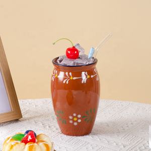 12oz Auténticos Cantaritos Mexicanos Jarritos De <span class=keywords><strong>Barro</strong></span> Bebidas Frías Bebidas Tazas De Arcilla De Cerámica Natural Tazas - Product Image 2