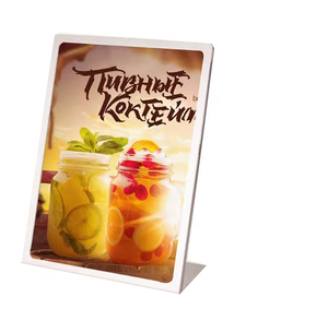 A4 thép không gỉ hình chữ L menu giá danh sách khách sạn ăn uống Countertop hiển thị biển quảng cáo cà phê cửa hàng kim loại Countertop hiển thị đứng - Product Image 2