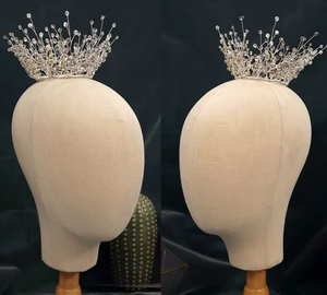 Tiara <span class=keywords><strong>de</strong></span> Corona Redonda <span class=keywords><strong>de</strong></span> Cristal Brillante Hecha a Mano con Pedrería para <span class=keywords><strong>Novia</strong></span>, Princesa, para Bodas y Fiestas - Product Image 4
