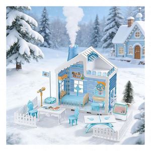 <b>Plastic</b> Playhouse Furniture Set with Doll House Accessories Bedroom <b>Kitchen</b> Bathroom Balcony Gift for Unisex Children Family - Product Image 2