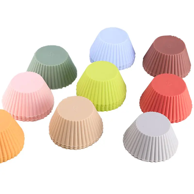 Nonstick Reusable Colorful Silicone Baking Cake Cups Mould Muffin Liners