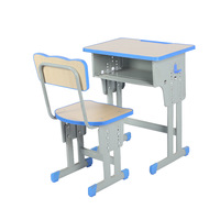 Ensemble de bureau et chaise d'étude pour enfants en métal réglable en hauteur, table d'école ergonomique pour la salle de classe ou la maison