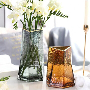Lucky <b>Bag</b> Decorative <b>Glass</b> <b>Vase</b> with Small Opening Wrinkled Waist and Irregular Top Colorful Tabletop Decoration - Product Image 2