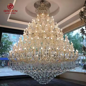 Lámpara de araña de cristal de lujo personalizada para salón de banquetes de bodas, lámpara de techo grande para hotel - Product Image 1
