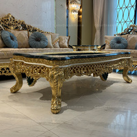Royal Furniture Dubai Ensemble de tables basses pour le salon Table d'appoint de luxe Table basse dorée vintage avec dessus en verre