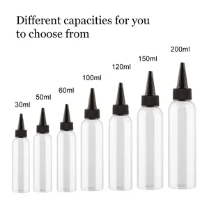 30ml 50ml 60ml 100ml 120ml 250ml 350ml 500ml rõ ràng Pet Twist Top cap Applicator mini bóp chai cho tóc dầu - Product Image 1