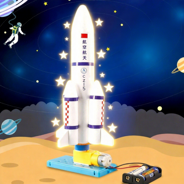 Rocket Model DIY Children's Puzzle Toy Box Set Multi-Material EN71 Certified STEM Science Experiment Teaching Tool Dry Learning