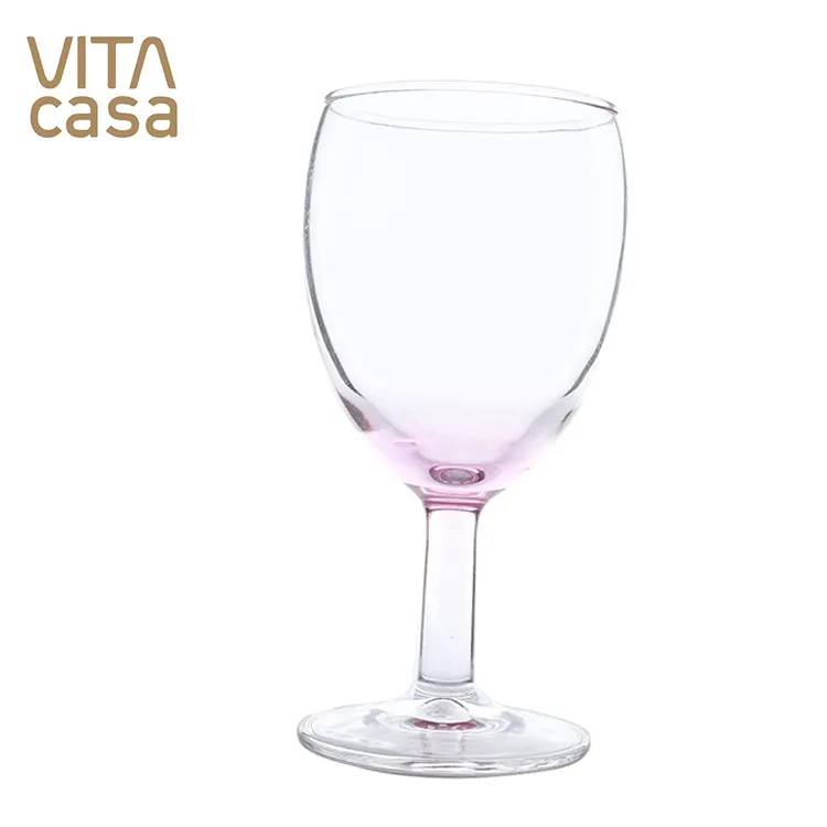Aceptar la impresión del logotipo del OEM rojo claro de copa de vino copa de vidrio cáliz de vidrio