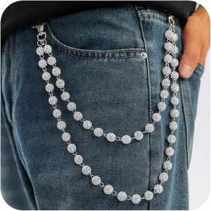 Nouveauté, chaîne de ceinture de pantalon en jeans boule disco personnalisée de luxe chaînes hip hop perles strass chaîne de portefeuille pour hommes - Product Image 2