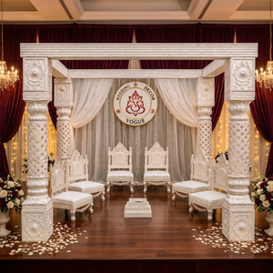 Crystal <b>Frame</b> Indian Wedding Mandap Stage Canopy With Adjustable Structure Flower Stand And Decorative <b>Backdrop</b> - Product Image 2