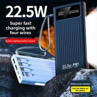 Batterie externe portable 10000 mAh avec écran LCD, chargeur rapide 22,5 W intégré avec 4 câbles, chargeur de téléphone portable, électronique grand public