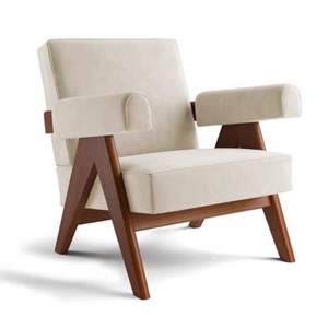 Sillas de salón con marco de madera maciza de cuero y tela de terciopelo, <span class=keywords><strong>silla</strong></span> de ocio tapizada de madera con sofá de brazo para muebles de sala de estar - Product Image 1