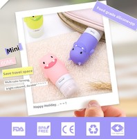Bouteilles souples pliables en PVC et silicone de 60 ml, portables, anti-fuite, pour lotions, articles de toilette, shampoings, ensembles de voyage, motifs animaux de dessin animé