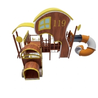 Structure de jeu commerciale avec toboggan combiné et toboggan spiralé en acier galvanisé à chaud pour parcs à thème et sites communautaires