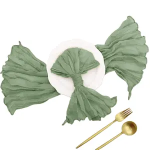 Individuelle salbei grüne waschbare Tisch-Wandwäsche Baumwollgarnitur Hemstitch reine Hochzeit Naturleinstoff-Stuch-Wandwäsche