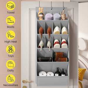 Door Storage Rack Multi-compartment Multi-layer Door-mounted Fabric Storage Bag Door Storage Bag Hanging <b>Hook</b> - Product Image 2