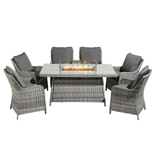 6 Seat Outdoor Chair <b>With</b> <b>Fire</b> <b>Pit</b> <b>Table</b> Rattan Patio Furniture Garden Dinning Set and BBQ Dining <b>Fire</b> <b>Pit</b> <b>Table</b> JPD-1034 - Product Image 4