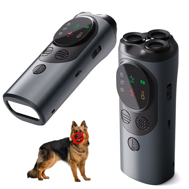 Waterproof Rechargeable Sonic Bark Deterrent Anti-Barking Stop Training Device with LED Ultrasonic Dog Repeller