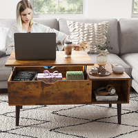 Table basse relevable sur mesure OEM/ODM avec compartiment caché, style industriel rustique, en bois, pour salon, vente en gros