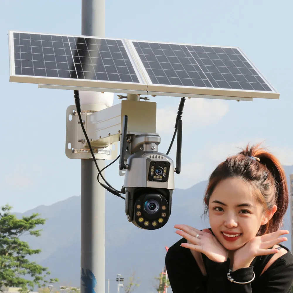 TecDeft 얼굴 인식 4k 태양광 와이파이 네트워크 카메라 8MP 36x 줌 무선 감시 실외 태양광 IP 카메라