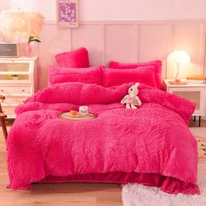 Juego de Ropa de Cama de 4 Piezas de Felpa de Piel Sintética Arcoíris OEKO-TEX, Suave y Cálido para Invierno, Funda de Edredón, Juego de Cama Certificado por OEKO-TEX al por Mayor - Product Image 2