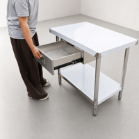 Table de travail professionnelle robuste, comptoir d'îlot de cuisine, table de préparation alimentaire polyvalente pour restaurant, traiteur et cuisine