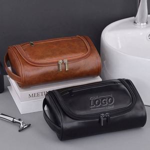 Premium PU Leather Travel Toiletry Bag for Men - Stylish, Waterproof & Personalized Cosmetic Organizer - Product Image 1