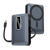 Petite poche sans fil 20000mah 4 en 1 Power Bank 15w Charge rapide PD22.5W sans fil avec support Type-c Chargeur avec 2 câbles