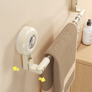 Porte-serviettes <span class=keywords><strong>mural</strong></span> multi-pliable et flexible à double télescopique, sans perçage, à ventouse, pour salle de bain et cuisine, avec <span class=keywords><strong>crochet</strong></span> de suspension robuste - Product Image 4