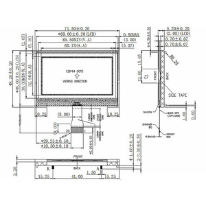 ลดราคาจากโรงงาน <span class=keywords><strong>จอ</strong></span>แสดงผล LCD COG ขนาด 3.0 นิ้ว 71.5*48.2 มม. 12864 128x64 พร้อมแผงหน้า<span class=keywords><strong>จอ</strong></span>กราฟิก  ใช้ชิป ST7567  แบบขนาน SPI  พร้อมไฟแบ็คไลท์ LED - Product Image 6