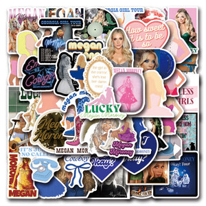 Pegatinas decorativas <span class=keywords><strong>Megan</strong></span> Moroney Singer, paquete de 50 etiquetas impermeables de vinilo para equipaje, portátil, guitarra, monopatín - Product Image 3
