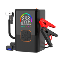 Démarreur portable 6-en-1 : booster de batterie de voiture, chargeur de batterie externe, pack de batteries au lithium, pompe à air pour pneus, gonfleur de pneus avec lumière