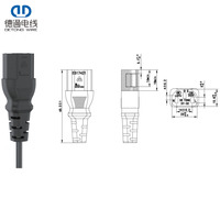 Prise carrée professionnelle DT-34 standard à 3 broches, AC, IEC 10A 250V, conforme à la norme GB T2099, pour les cordons d'alimentation des appareils électroménagers