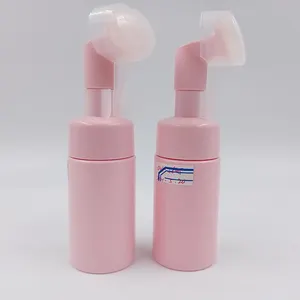 OEM PET plastik 60ml 100ML 120ML 150ML pembe kalp silikon fırça yüz yıkama temizleme masaj yararlı yüz köpük pompası pembe şişe