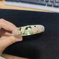 Bracelet jonc ouvert en alliage plaqué or, largeur 1,4 cm, motif floral, pour femme, style palais, inspiré de la mode chinoise Jingtailan