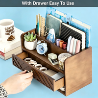 Organisateur de bureau en bois avec tiroir, organiseur de factures et de courrier, porte-documents pour fournitures de bureau, accessoires de bureau