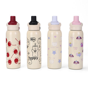 Cute Cartoon Water Bottle 304 Stainless Steel Insulated Straw Cup For Students School Use Round Design - Product Image 4
