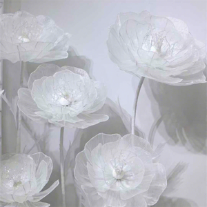 DKB Customized Giant White Organza Peony <b>Flowers</b> Handmade Decorative Floral for Wedding Photo Booth Shop Window Merchandising - Product Image 1