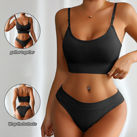 Ensemble de soutien-gorge de sport sans couture écologique avec fonction de rassemblement, tissu extensible et lisse, culotte et soutien-gorge avec coussinets amovibles