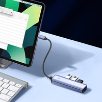 Adaptador Hub USB-C 4 en 1 LDNIO DS-124C al por Mayor, con USB 3.0 + RJ45 Gigabit Ethernet para Laptop y Computadora de Escritorio
