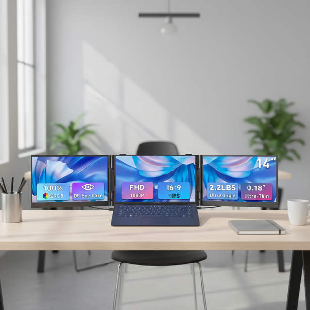 Ultra Thin S8PRO Triple Monitor Laptop Screen Extender IPS 1080P 60HZ 14" Dual Triple Portable Extender Monitors for Laptops