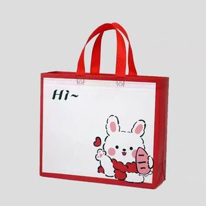 Sac cadeau en tissu non tissé personnalisé de taille moyenne, imperméable, avec poignée en ruban, motif dessin animé - Product Image 2