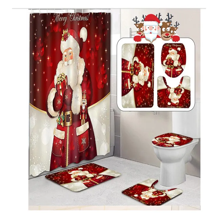 Cheap Christmas printed shower curtain in stock