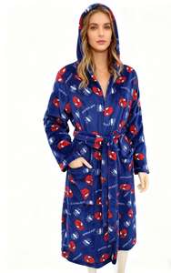 Pigiama <span class=keywords><strong>da</strong></span> Donna con Motivi Cartoon, Vestaglia Supereroe Spider a Maniche Lunghe, Lunghezza al Ginocchio, Accappatoio Spesso con Cappuccio in Flanella - Product Image 3