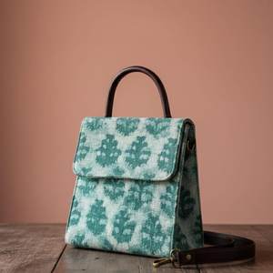 Handmade <b>Green</b> Floral Block Printed Sling Bag Boho Botanical Mini Crossbody <b>Purse</b> Wholesale Export India - Product Image 1
