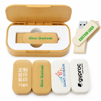 Clé USB 2.0 rotative écologique avec boîtier biodégradable et recyclable en paille, garantie 5 ans