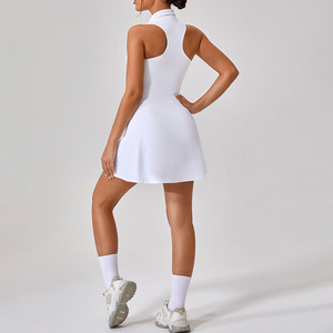2025 nouveau sans manches plié cou avant fermeture éclair robes de Tennis à l'intérieur Shorts coupe ajustée personnalisé rembourré robe de Golf pour les femmes - Product Image 6